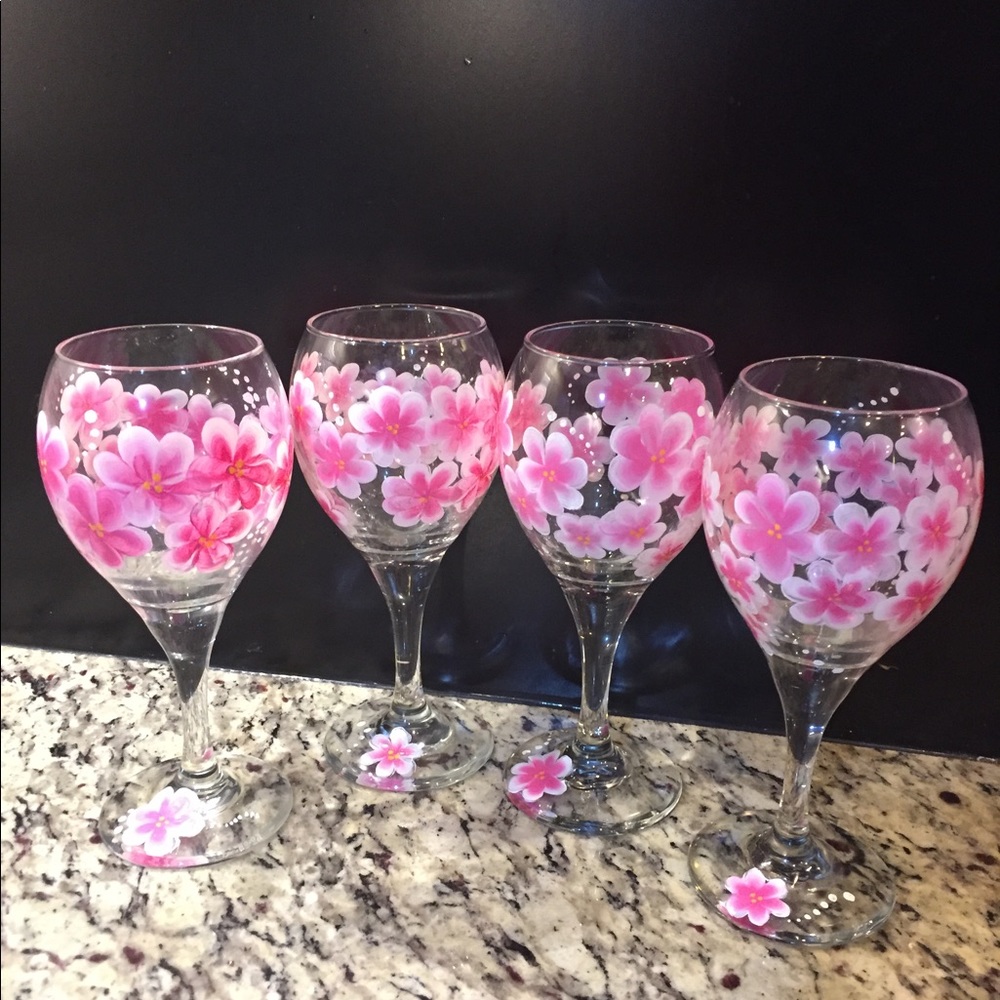 Hand painted decorative wine glasses